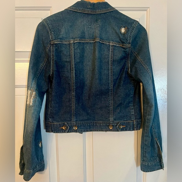 Lilu distressed denim crop jacket, size SM - Picture 2 of 3